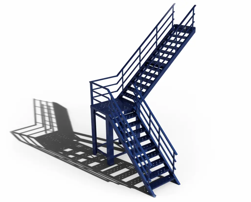 Escalera 90 grados derecha azul