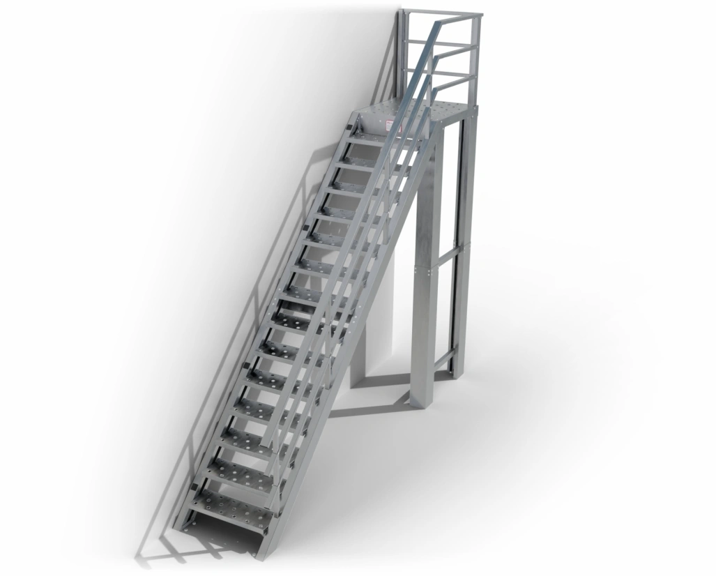 Escalera Pared galva con plataforma superior Izquierda