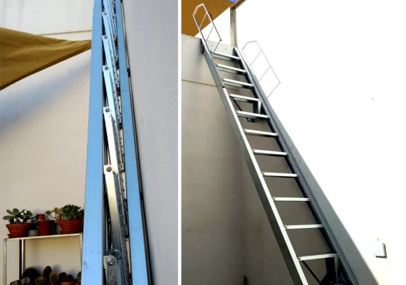 Escalera abatible de acero galvanizado plegado
