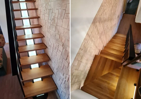 escalera con peldaños compensados