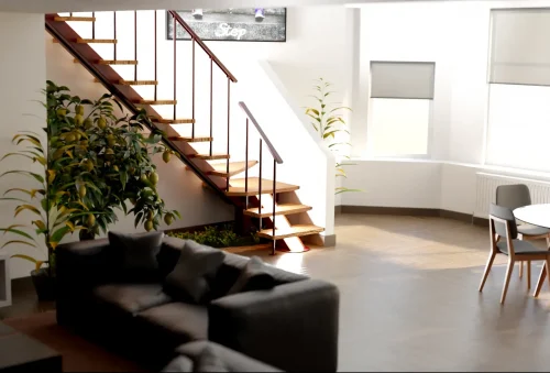 Escalera divine en casa con luz con luz led giro de 90grados