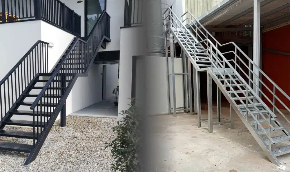 Escalera de acero con barandilla urban o factory